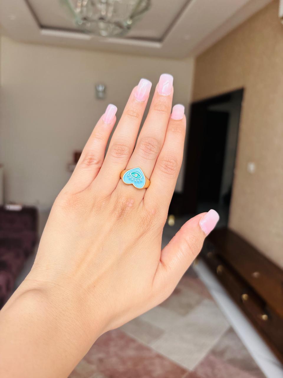 Heart Evil Eye Ring