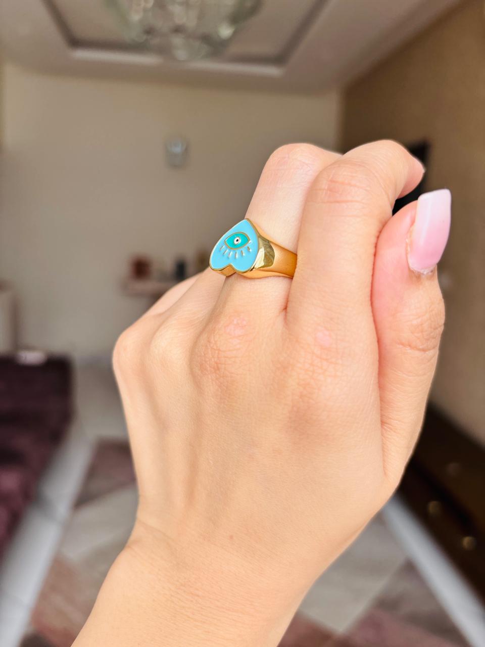 Heart Evil Eye Ring