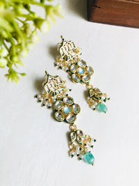 Thumbnail for Mint Blossom Kundan Earrings
