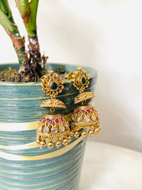 Thumbnail for Antique Gold Green Earrings