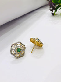 Thumbnail for Green Golden Flower Earrings