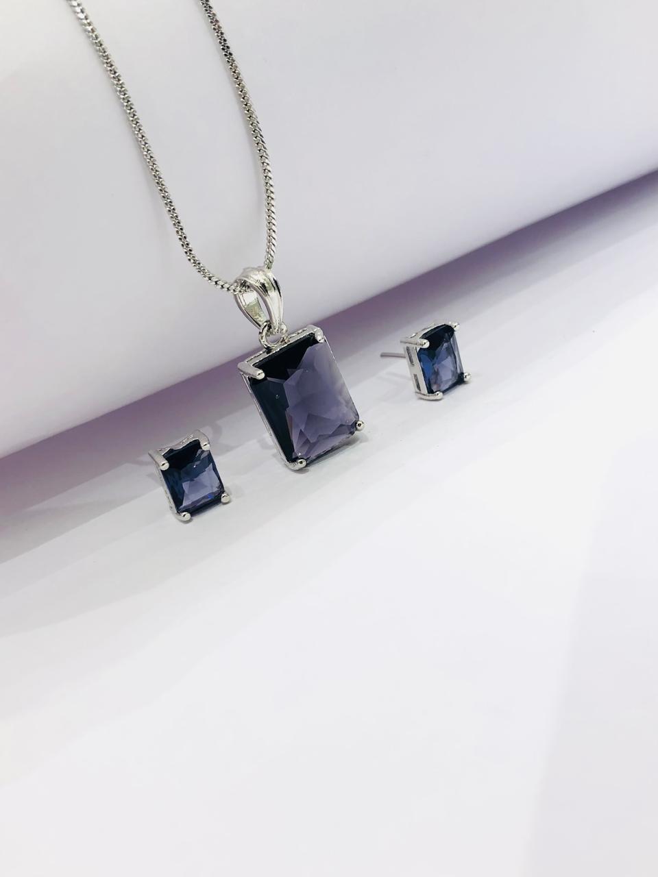 Purple Square Pendant Set