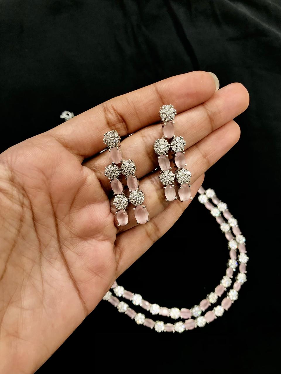 Pink Stone Necklace Set
