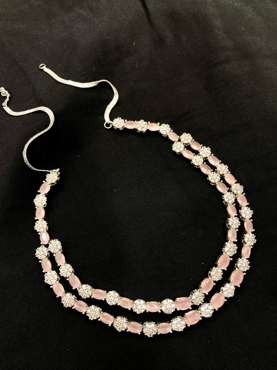 Pink Stone Necklace Set