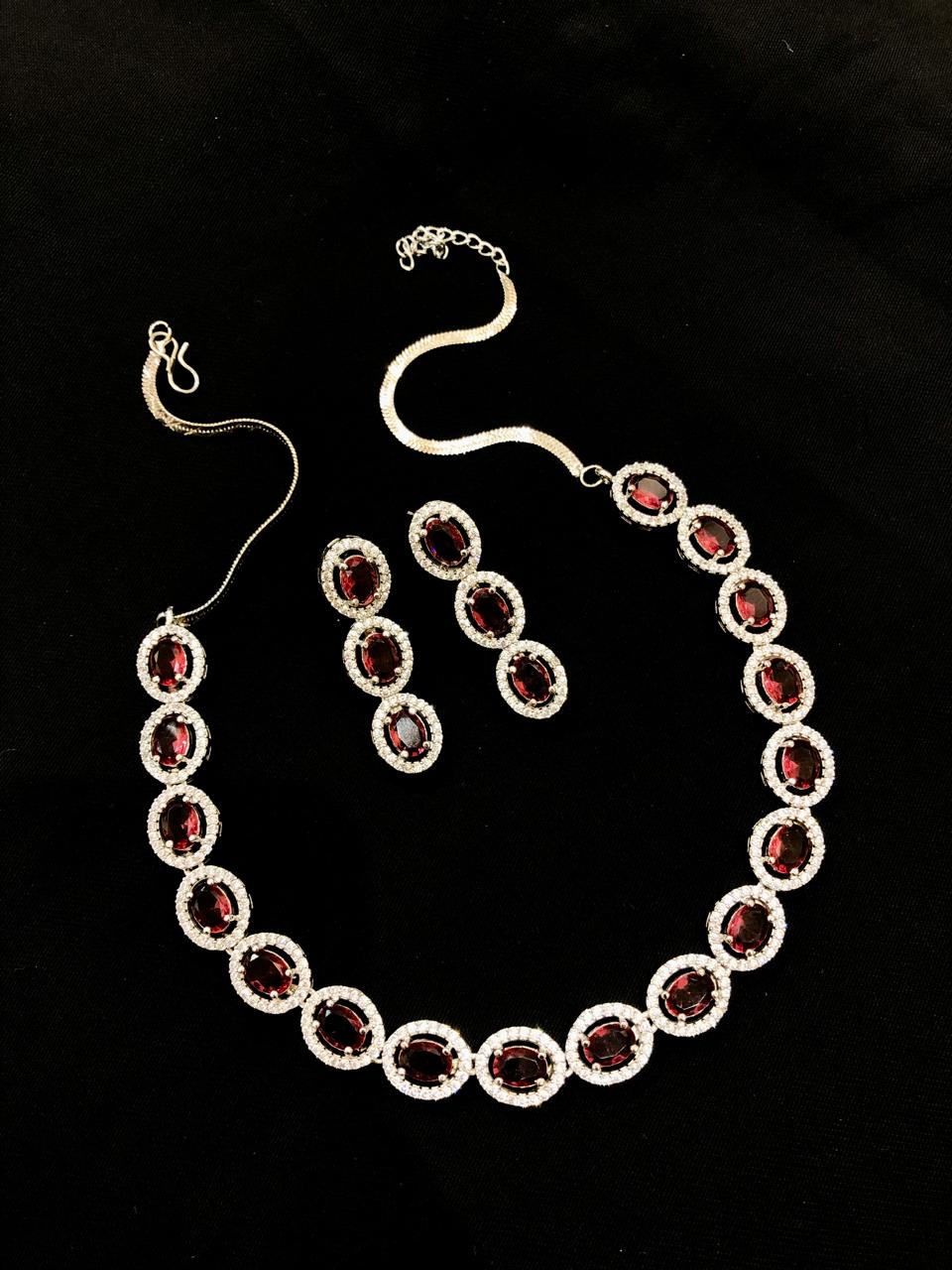 Ruby Oval Necklace Set