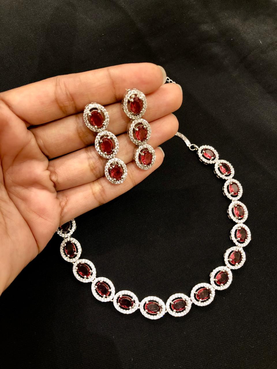 Ruby Oval Necklace Set