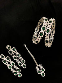 Thumbnail for Green Square Drop Necklace Set
