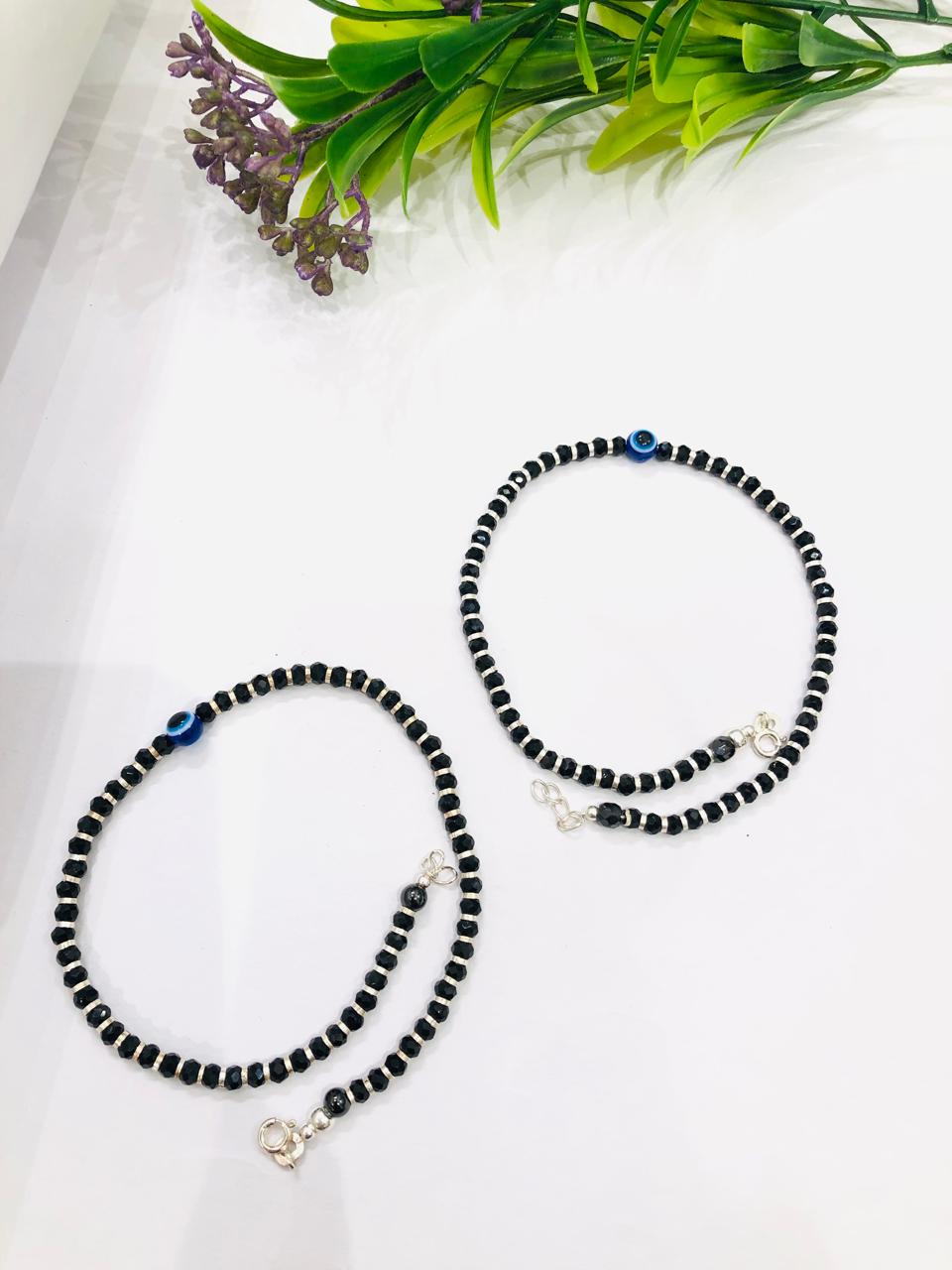 925 Silver Evil Eye Beads Anklet