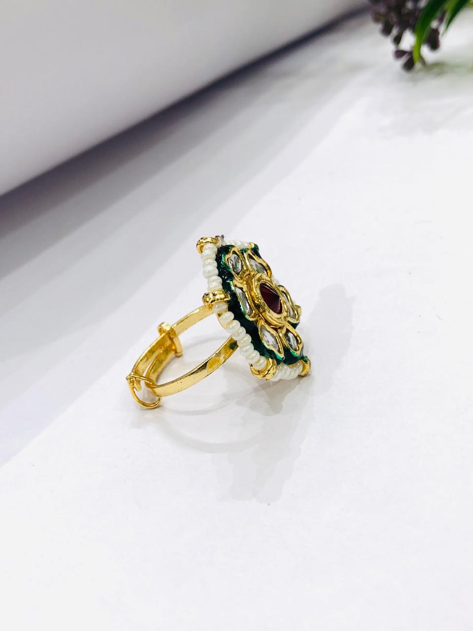 Kundan Pearl Ring