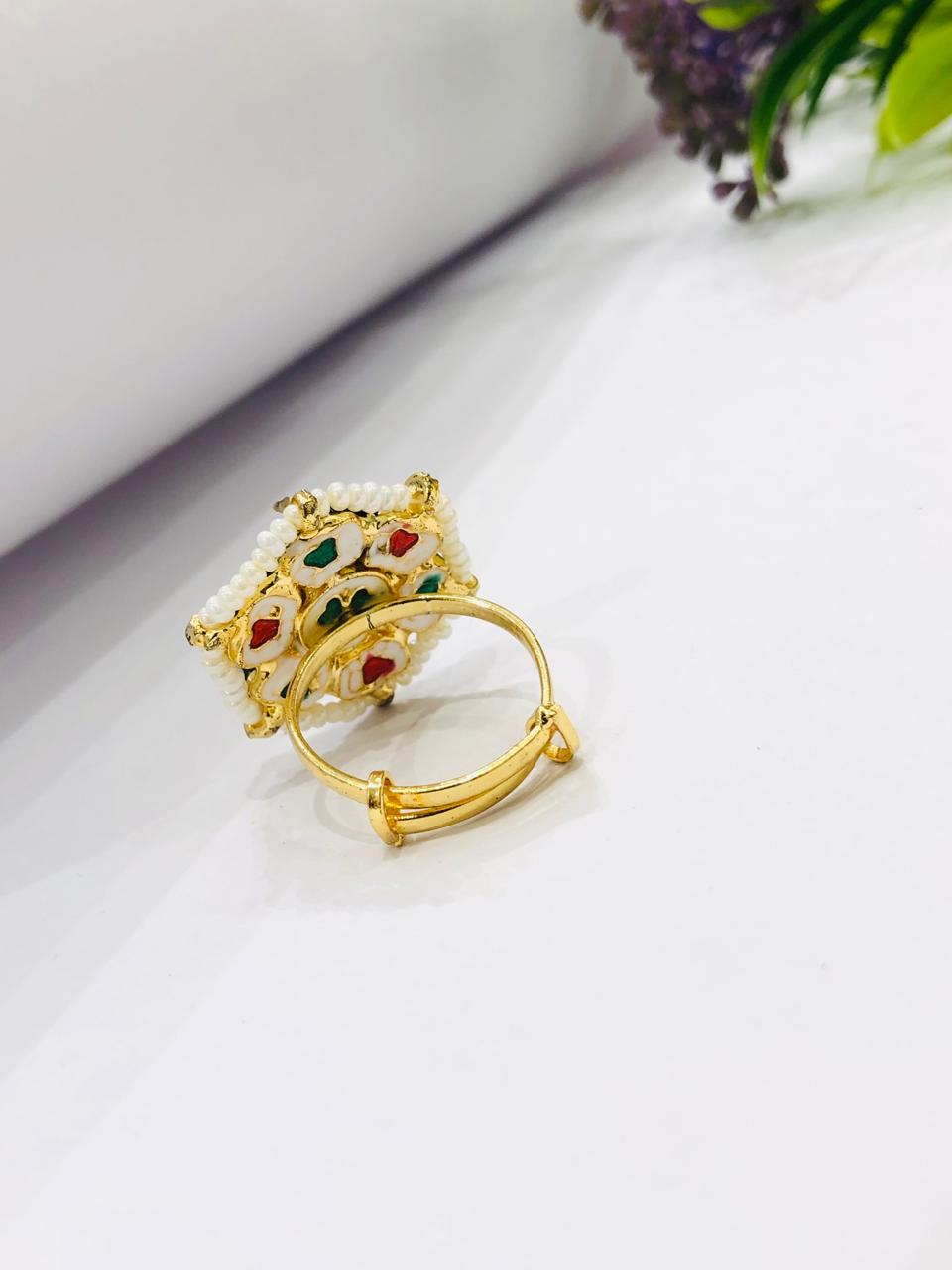 Kundan Pearl Ring