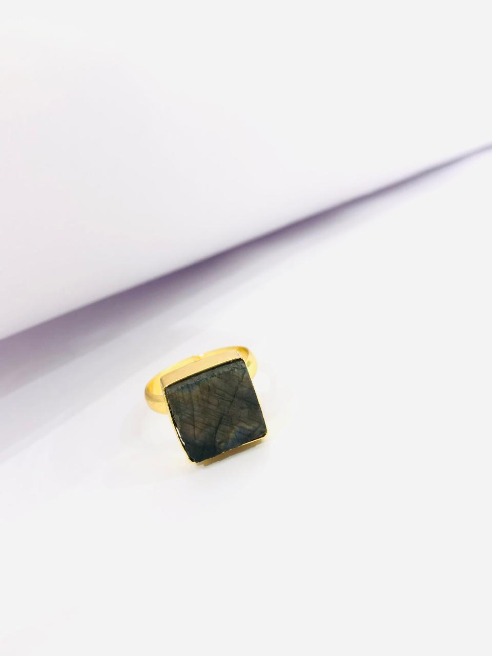 Greenish Raw Stone Ring