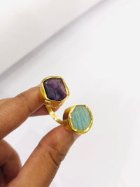 Thumbnail for Green Purple Raw Stone Ring