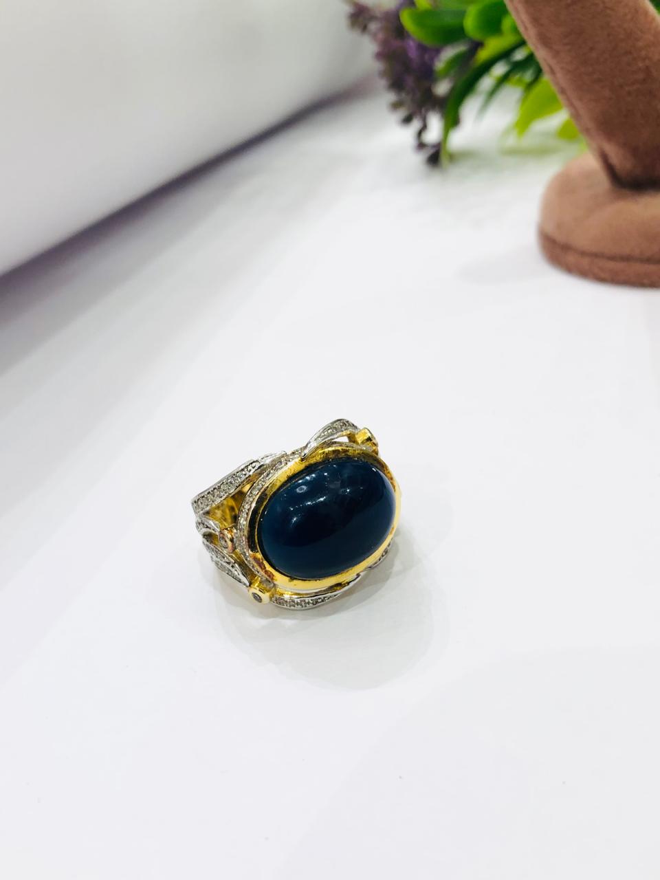 Golden Black Stone Ring