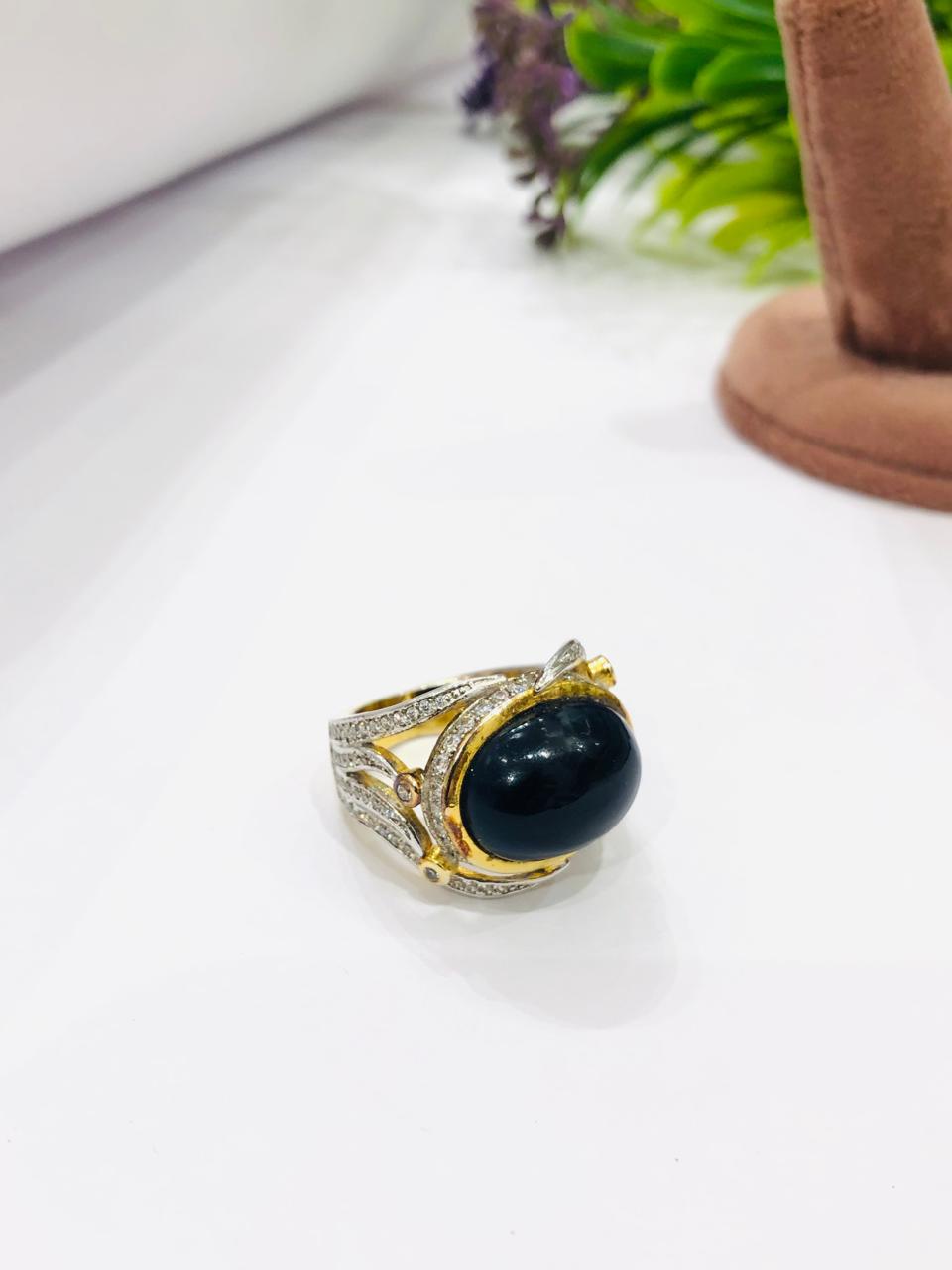 Golden Black Stone Ring