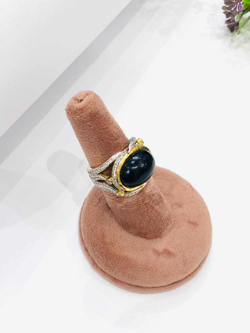 Golden Black Stone Ring