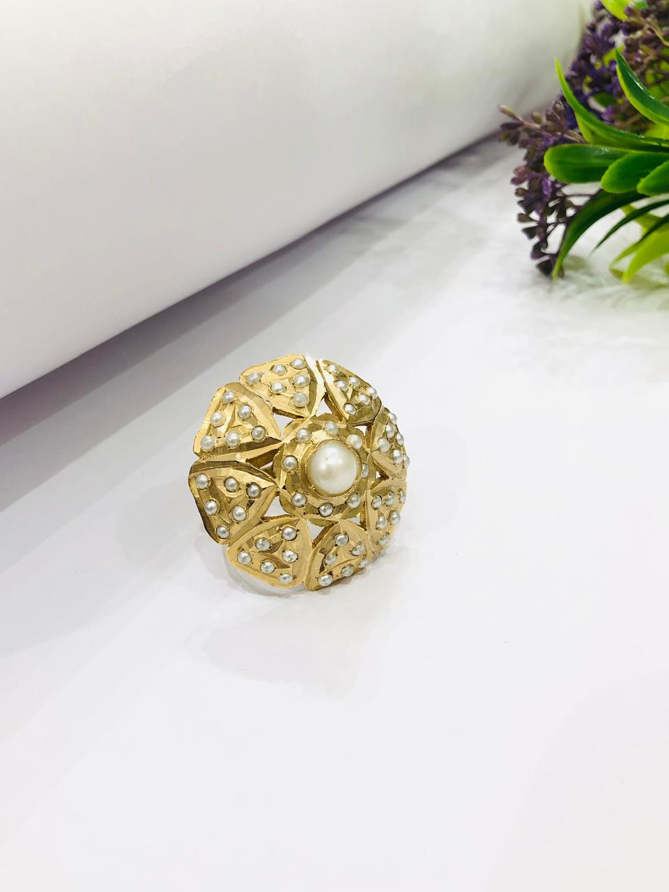 Pearl Jadau Ring