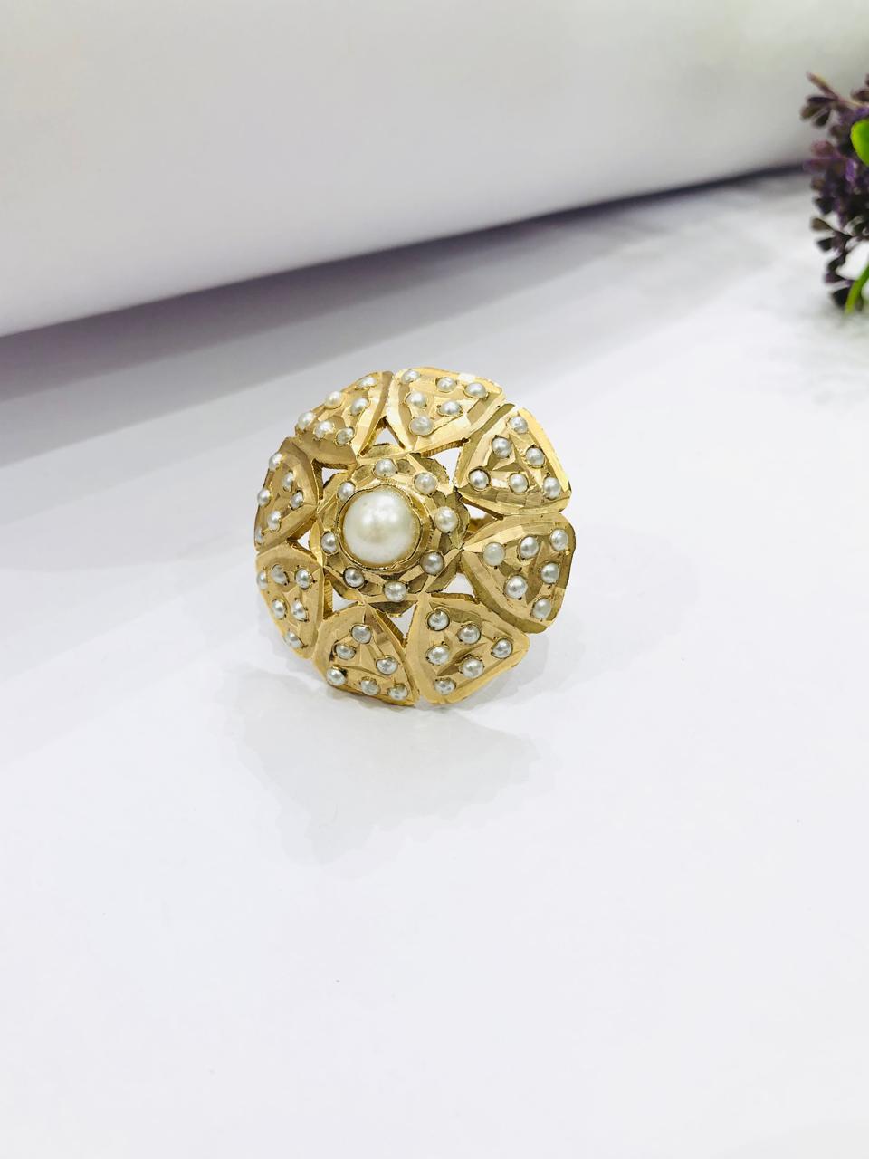 Pearl Jadau Ring