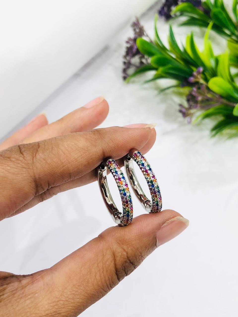 Multi Gleam Hoop Earrings