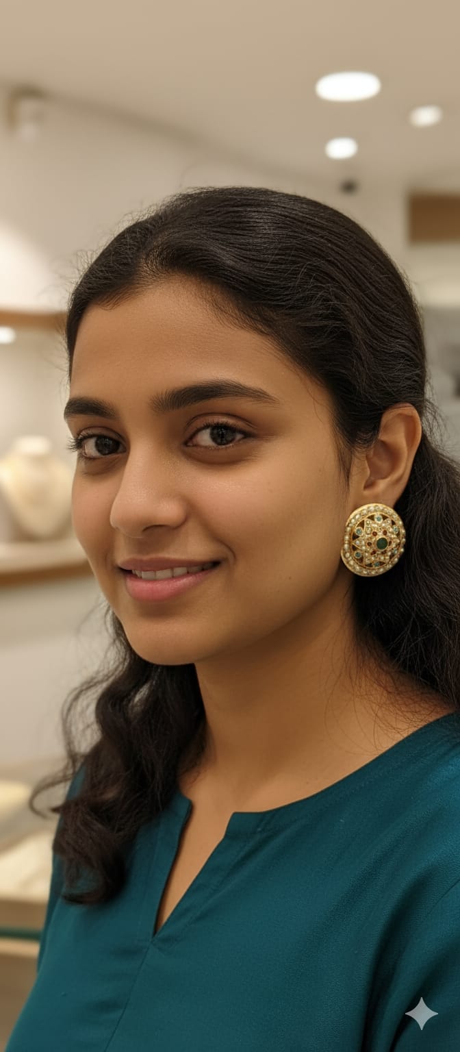 Green Jadau Stud Earrings