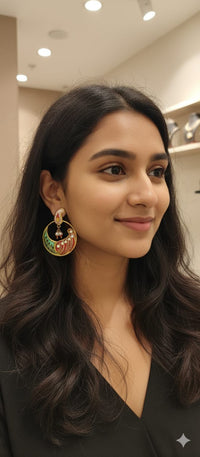 Thumbnail for Round Pearl Tanjore Earrings
