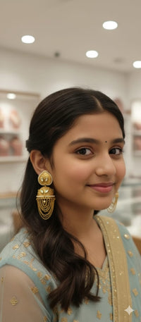 Thumbnail for Meenakari Kundan Jhumki Earrings