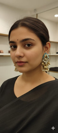 Thumbnail for Blue Beads Jhumki Earrings