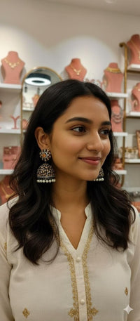 Thumbnail for Bronze Pearl Hanging Jhumki Earrings
