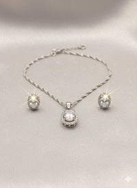 Thumbnail for 925 Silver Starlit Oval Pendant Set