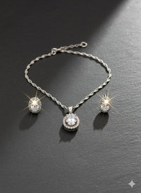 Thumbnail for 925 Silver Starlit Oval Pendant Set