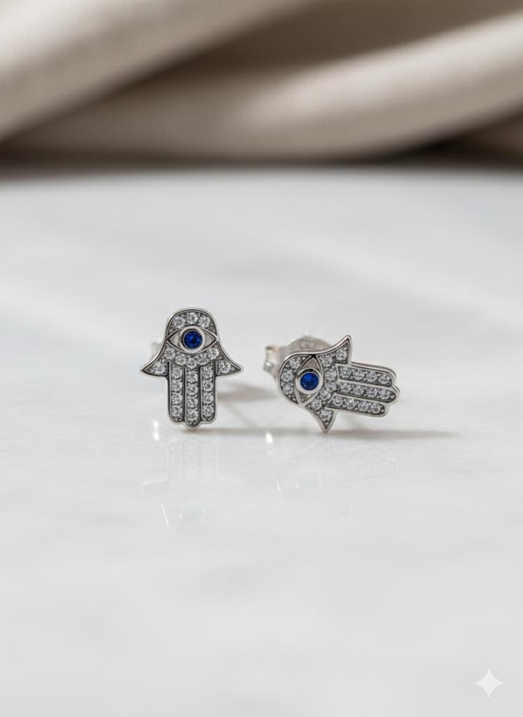 925 Silver Hamsa Earrings