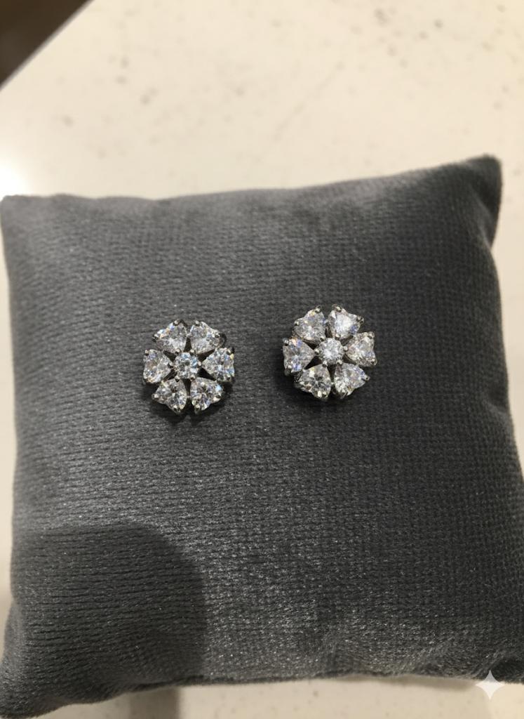 925 Silver Floral Cluster Earrings