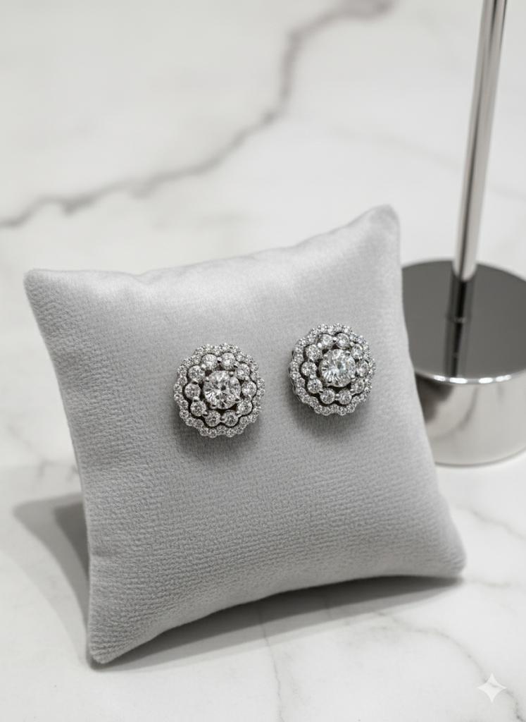 Flower Stud Silver Earrings