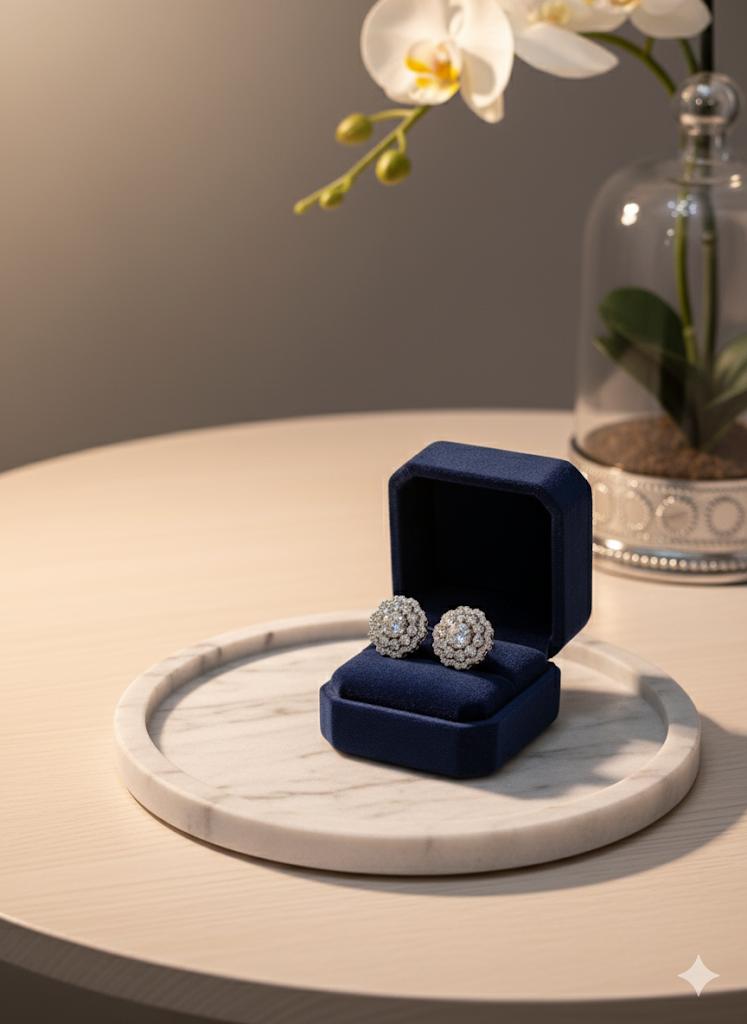 Flower Stud Silver Earrings