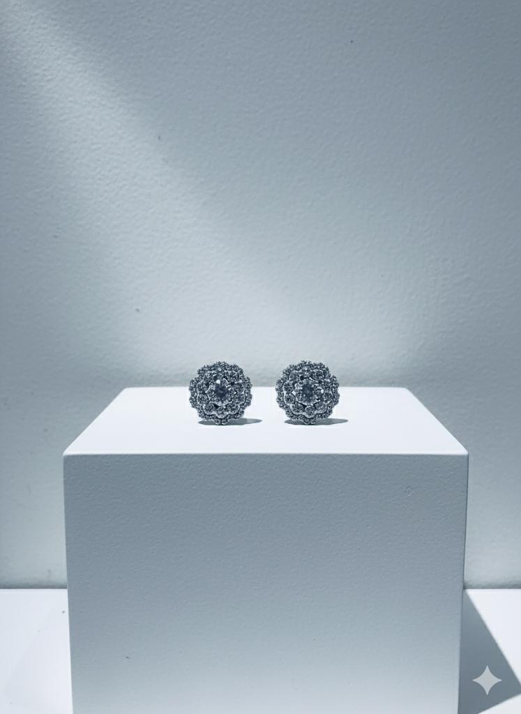 Flower Stud Silver Earrings