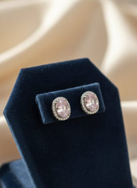 Thumbnail for 925 Silver Pink Oval Earrings