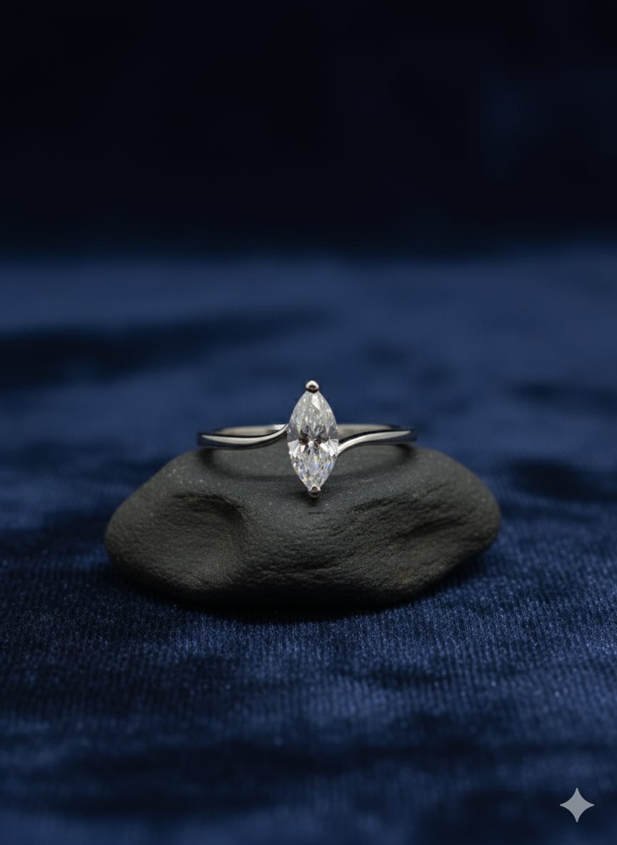 925 Silver Marquise-Cut Ring