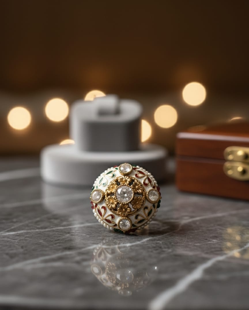 Polki Enamel Ring