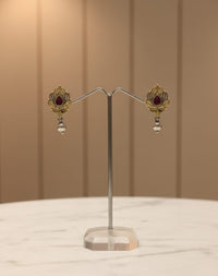 Thumbnail for 925 Silver Ruby Dual Tone Earrings