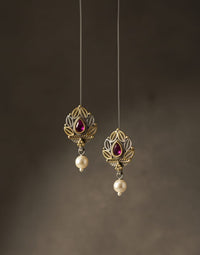 Thumbnail for 925 Silver Ruby Dual Tone Earrings