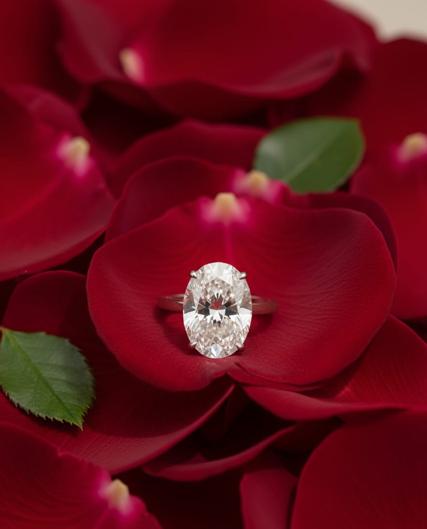 925 Silver Oval Crystal Ring