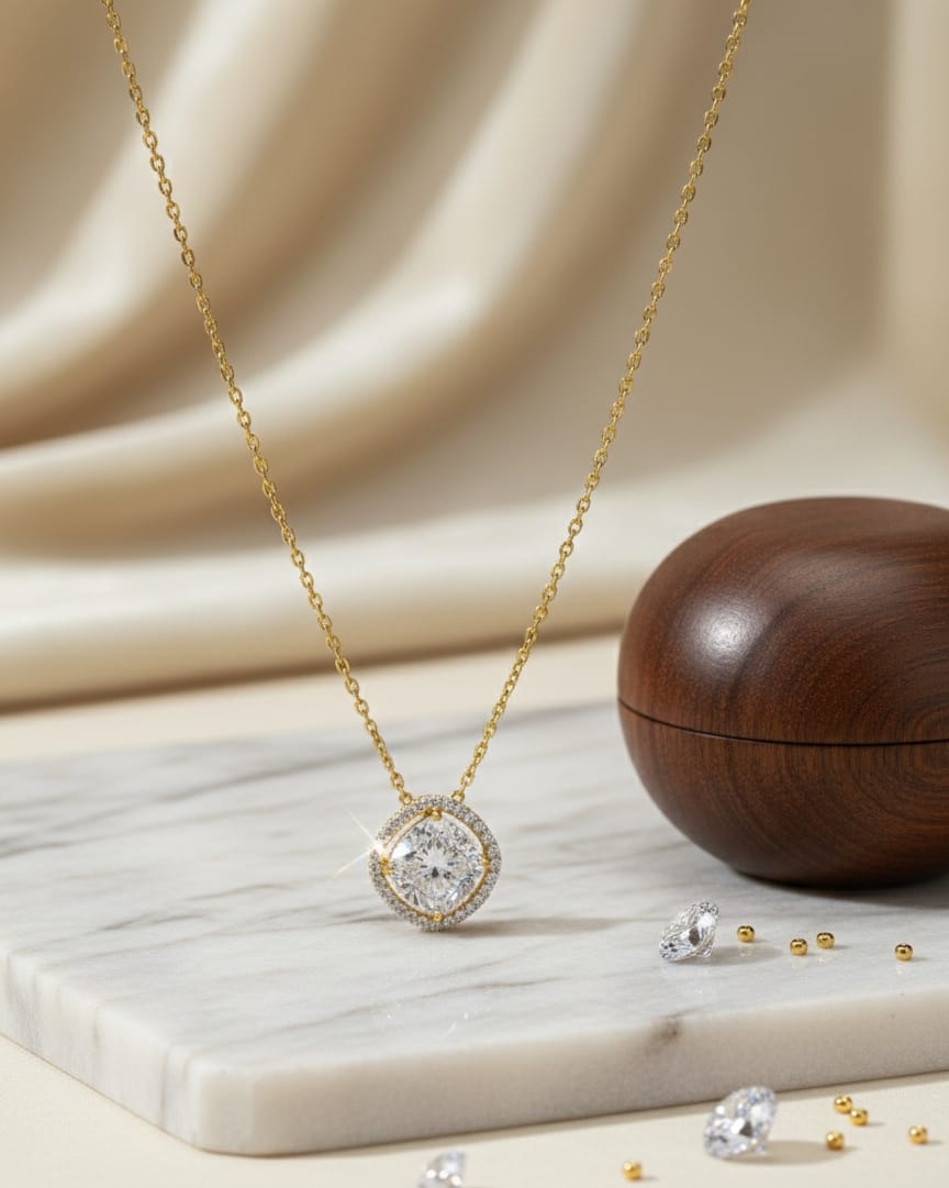 925 Silver Square Golden Chain