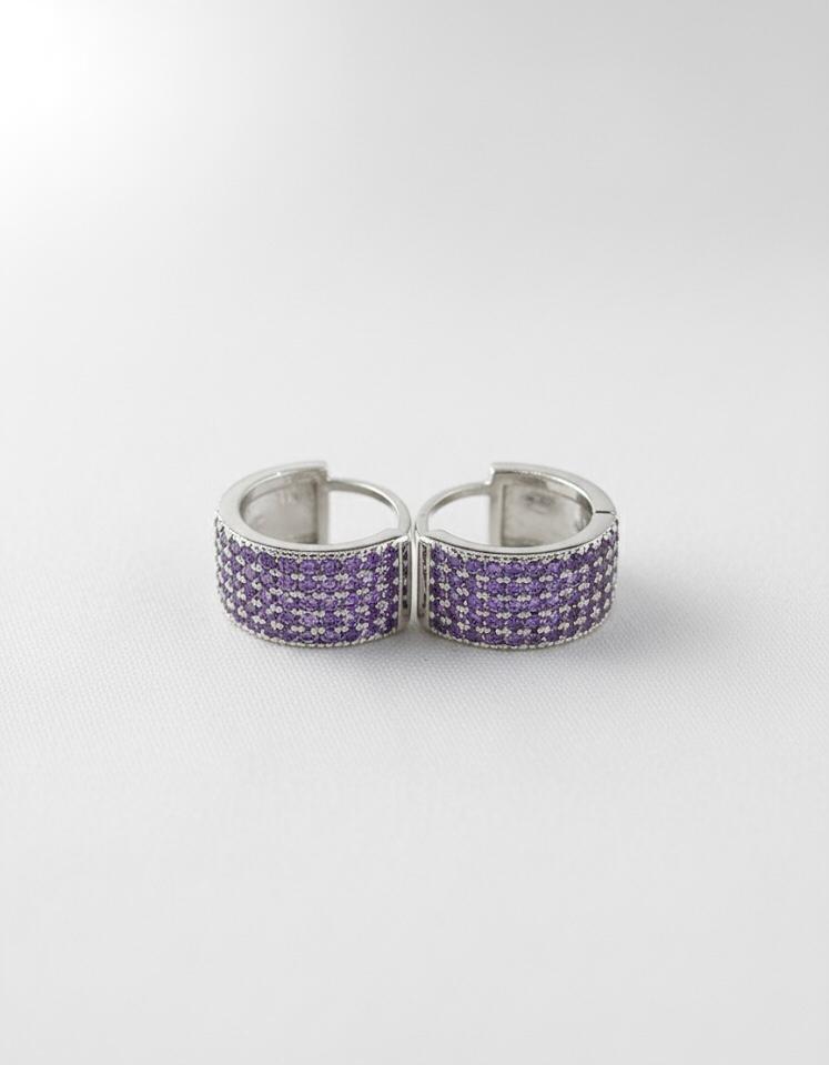 Purple Stones Hoop Earrings