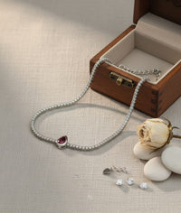 Thumbnail for 925 Silver Red Drop Tennis Bracelet