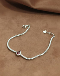 Thumbnail for 925 Silver Red Drop Tennis Bracelet