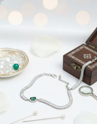 Thumbnail for 925 Silver Green Tennis Bracelet