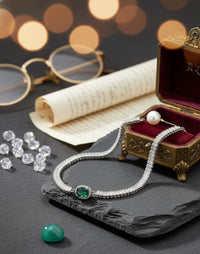 Thumbnail for 925 Silver Green Tennis Bracelet