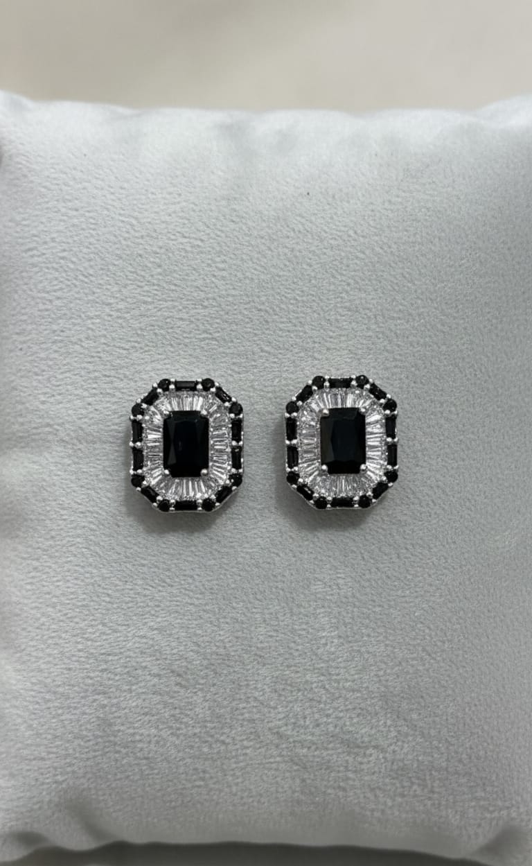 Black Baguette Earrings