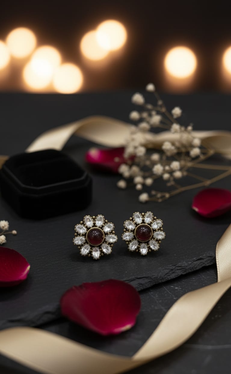 Purple Flower Earrings