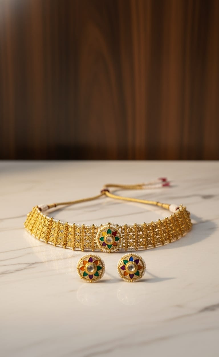 Satrangi Golden Necklace Set
