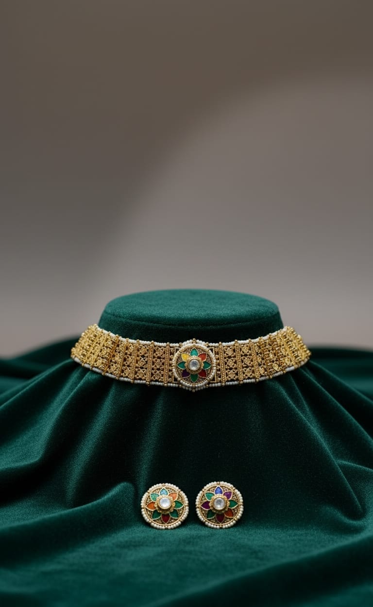 Satrangi Golden Necklace Set